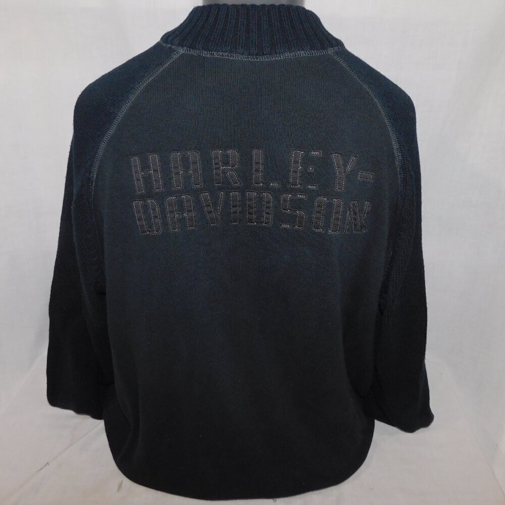 Harley Davidson Motorcycles Black Sweater Pullover 1/4 Zip Knit HDMC Mens 2XL